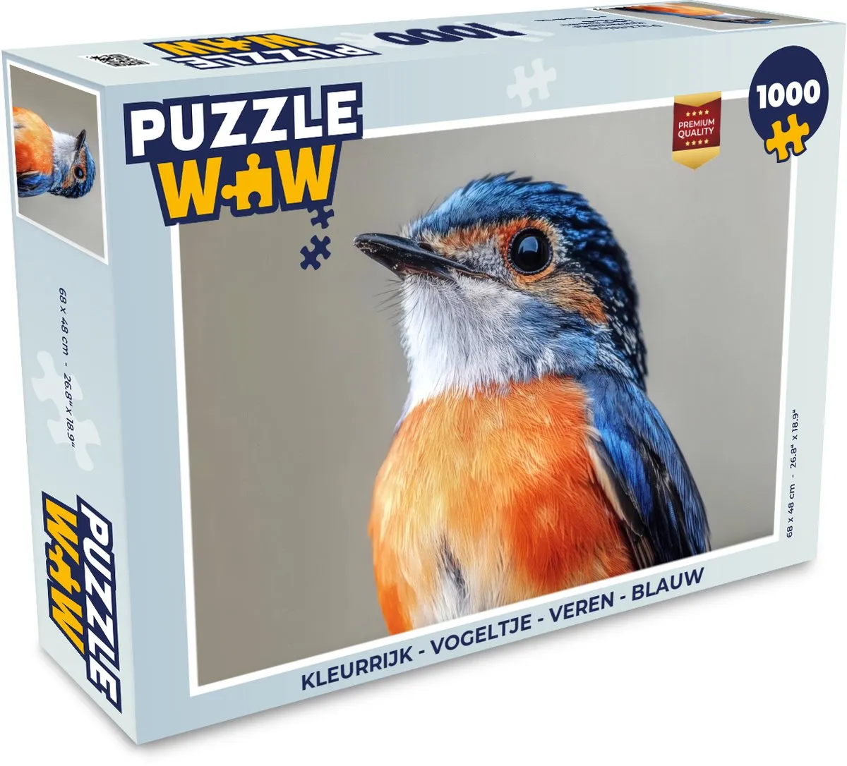 PuzzleWow Vogeltje Legpuzzel 1000 Stuks - Blauw