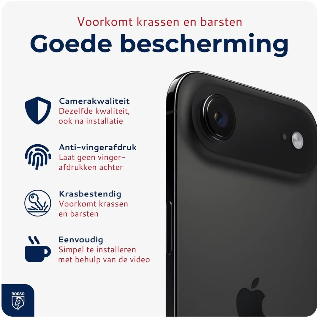 Rosso Camera Protector iPhone Air - Ultra Dun Glas - Zwart