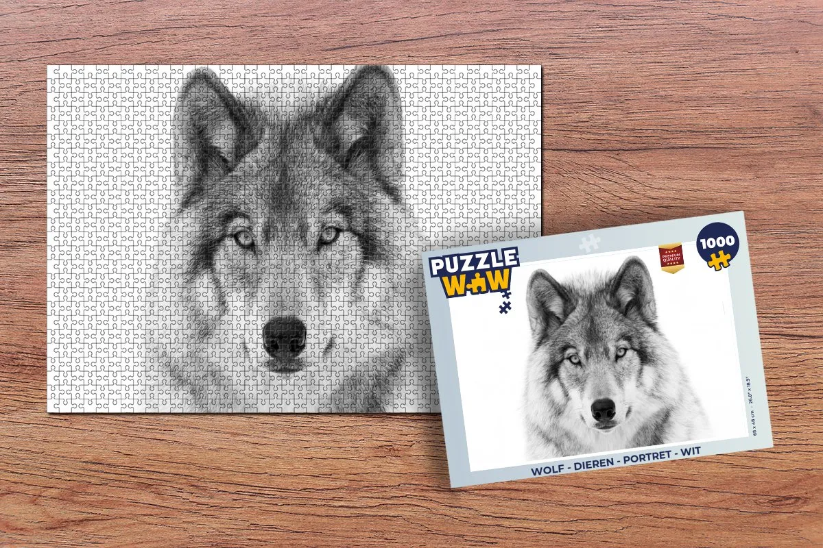 PuzzleWow Dieren Portret Legpuzzel 1000 Stuks - Wit
