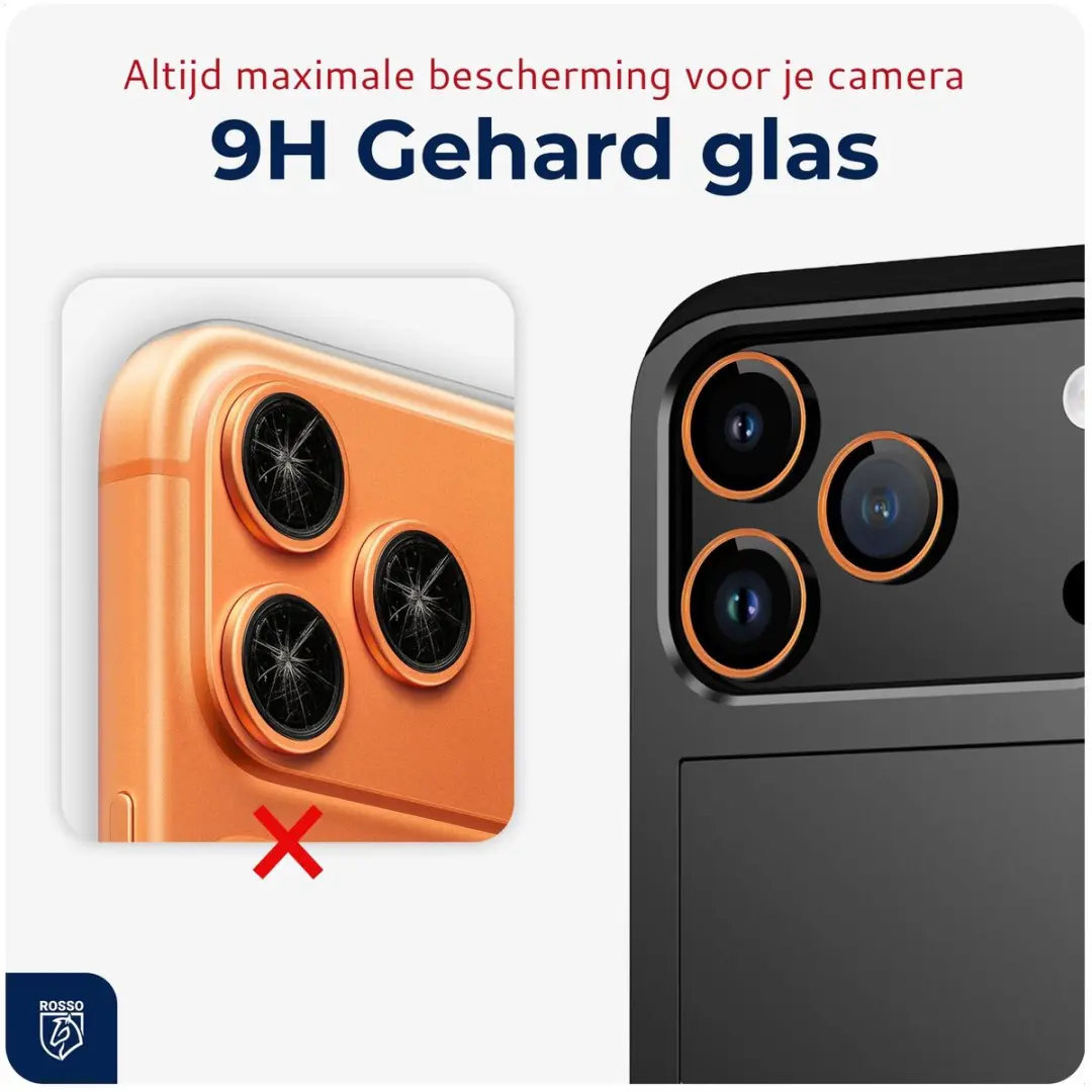Rosso Camera Frame Protector iPhone 17 Pro/Pro Max - 9H Glas - Oranje