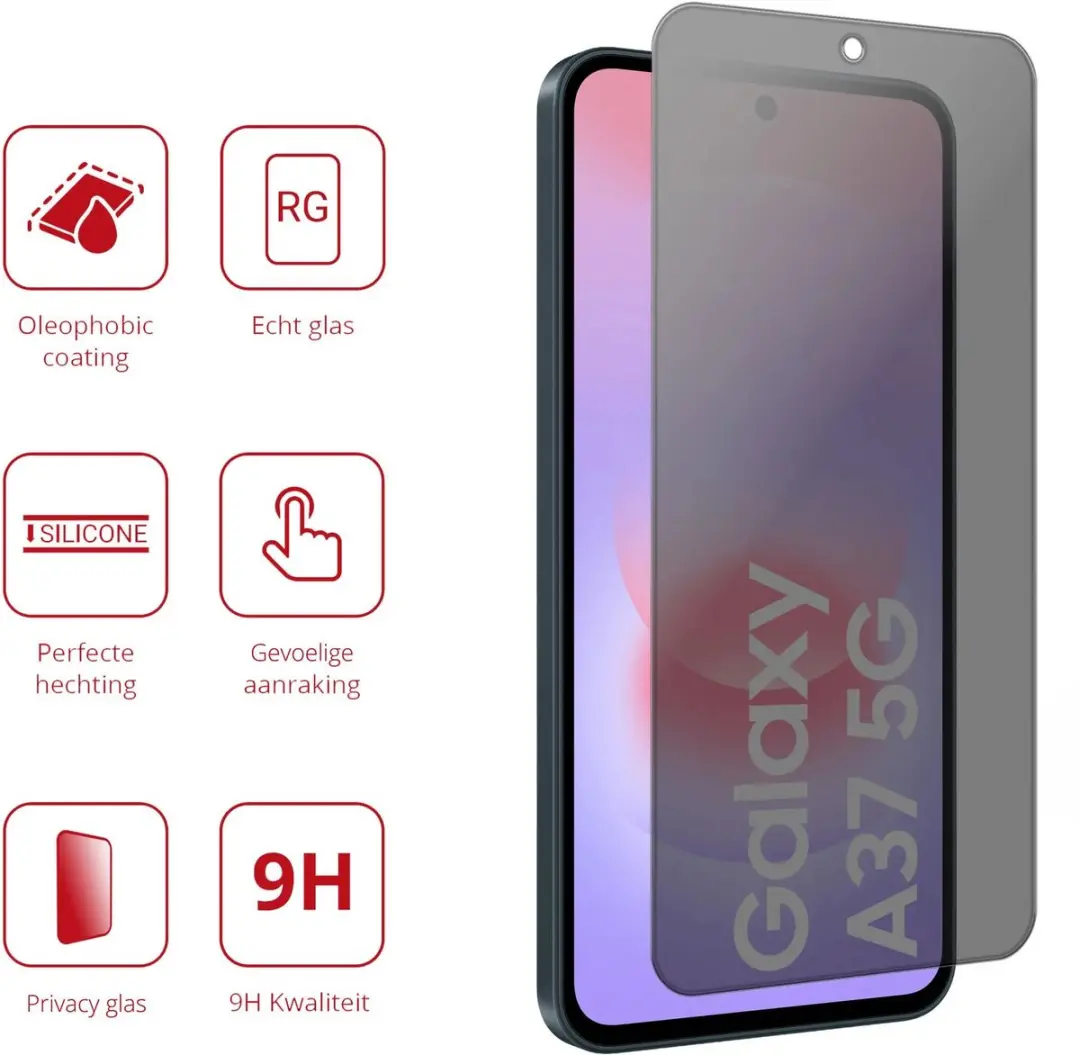 Rosso Privacy Screen Protector Samsung Galaxy A37 - 9H Glas - 1 Stuk