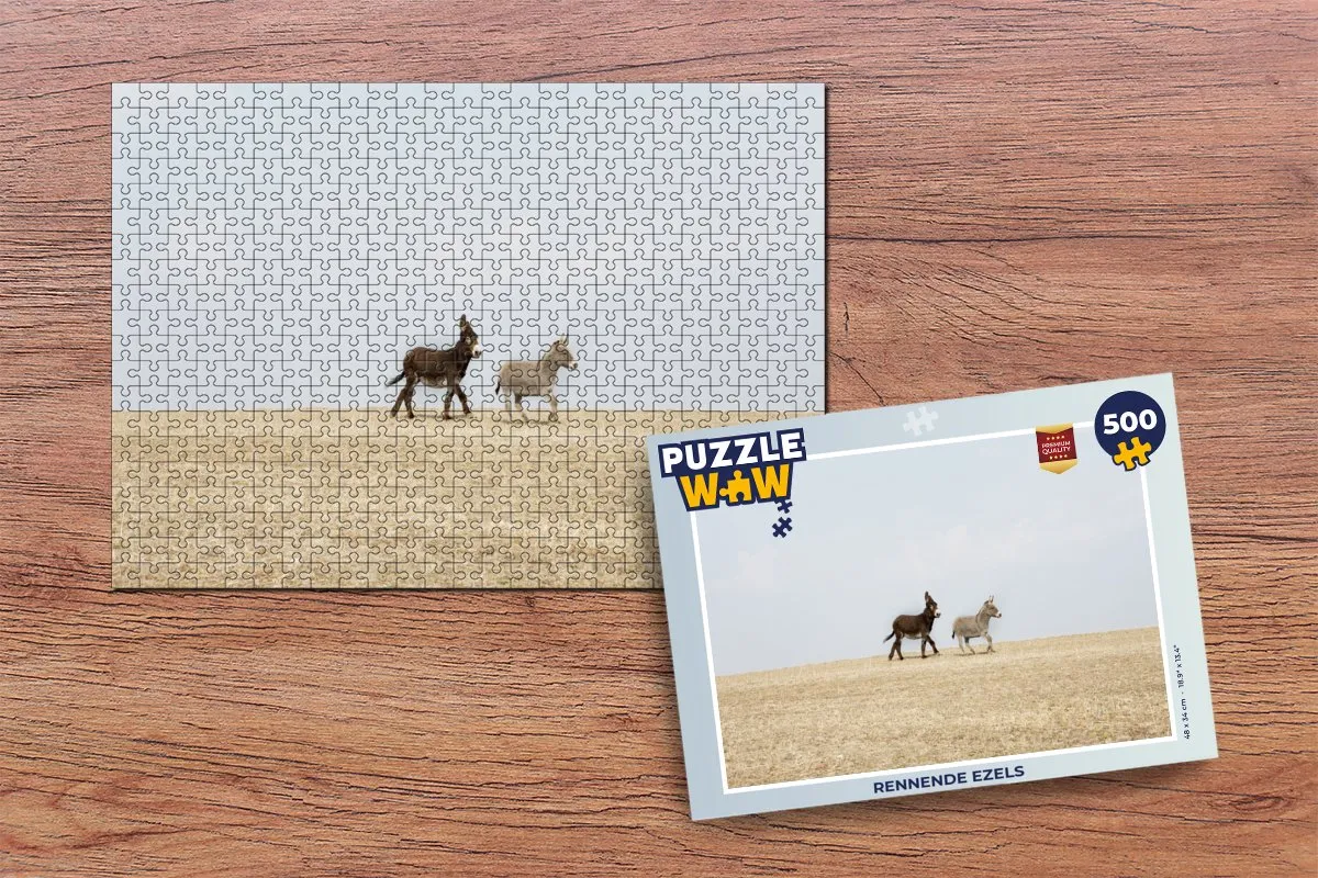 PuzzleWow Rennende Ezels Legpuzzel 500 Stuks - Multicolor