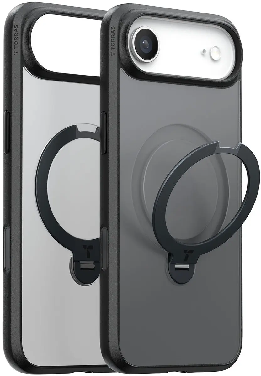 Torras UPro Ostand Spin Hoesje iPhone Air - MagSafe 360° Draaibaar - Zwart