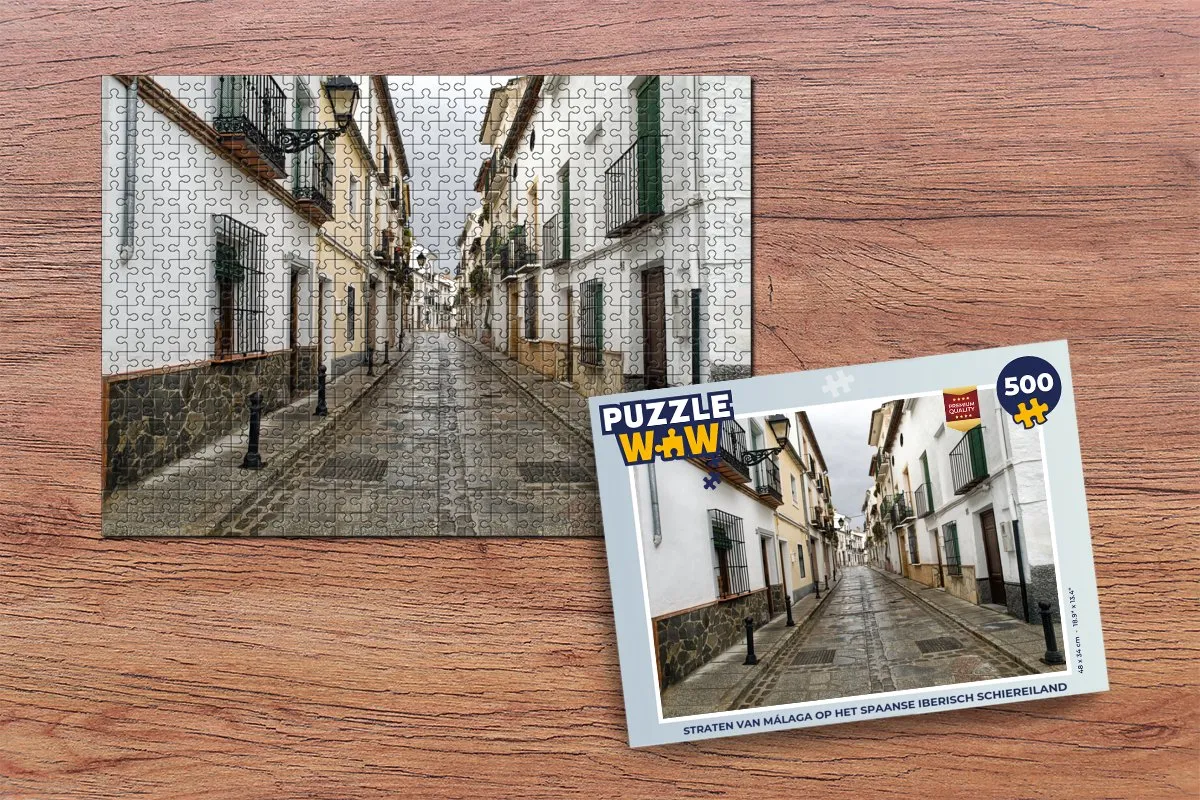 PuzzleWow Straten van Málaga Legpuzzel 500 Stuks - Multicolor