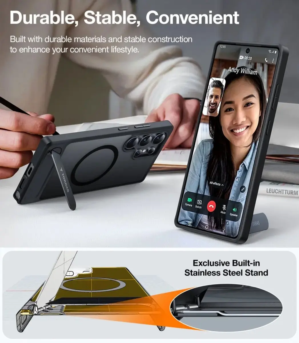Torras UPro Pstand Spin Hoesje Samsung Galaxy S25 Ultra - Zwart