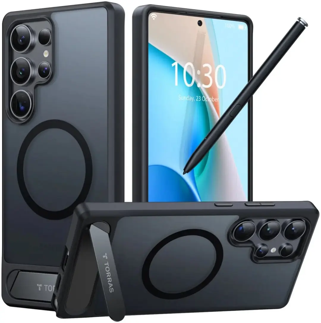 Torras UPro Pstand Spin Hoesje Samsung Galaxy S25 Ultra - Zwart