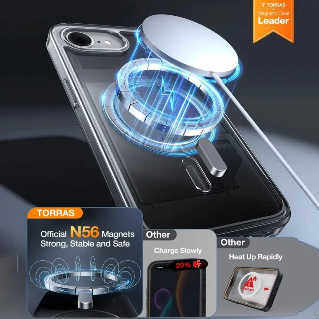 Torras Guardian Magnetic Hoesje iPhone 16/17 - Matte Transparant