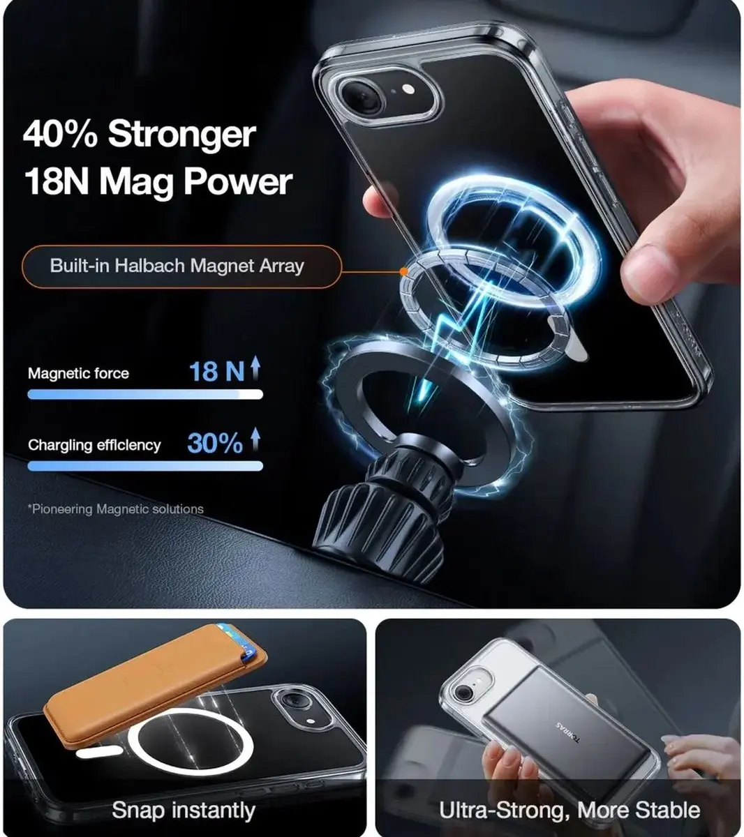 Torras Guardian Magnetic Hoesje iPhone 16/17 - Matte Transparant