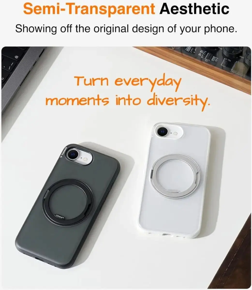 Torras UPro Ostand Spin Hoesje iPhone 16/17 - MagSafe/Zwart