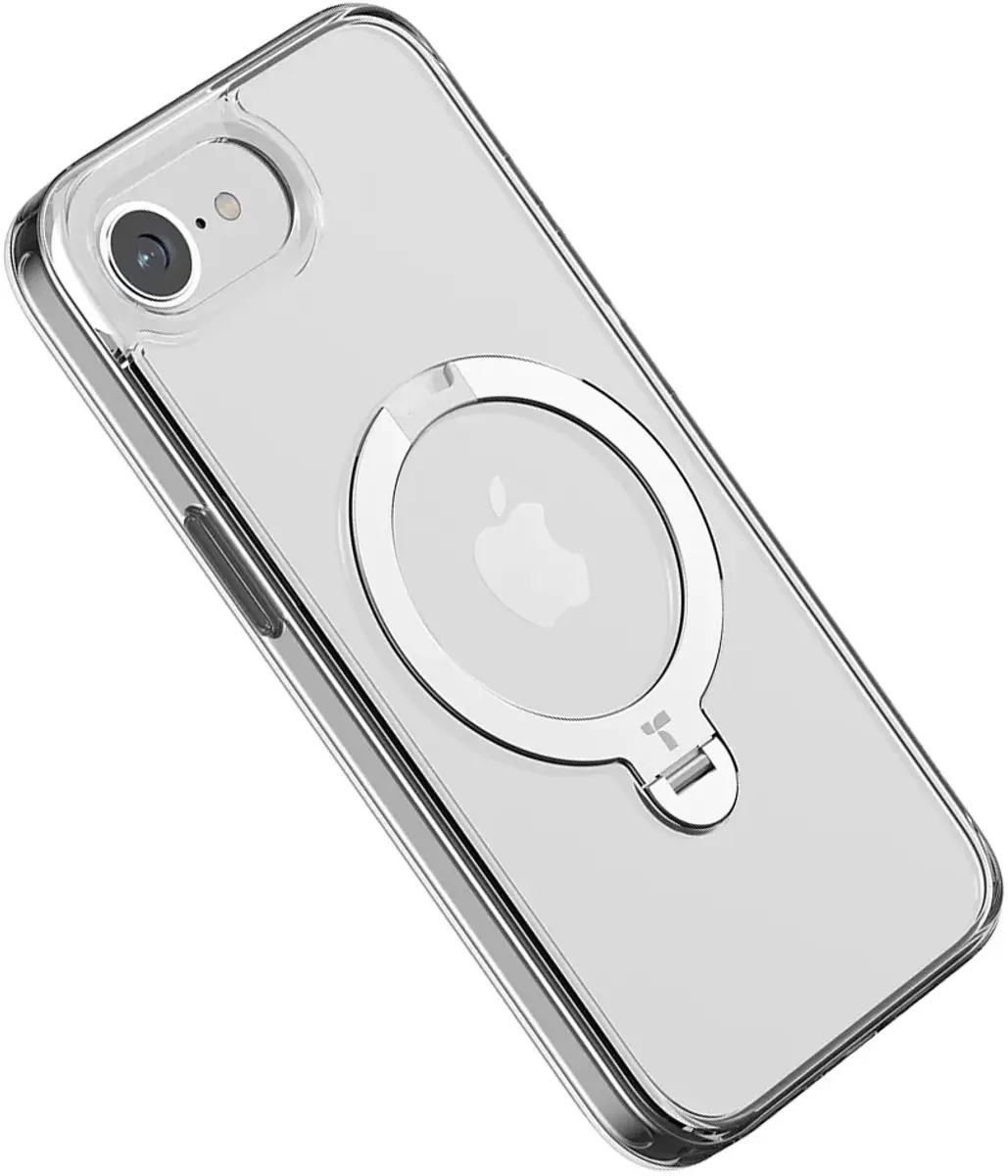 Torras UPro Ostand Spin Hoesje iPhone 16e - MagSafe/Qi2 - Transparant