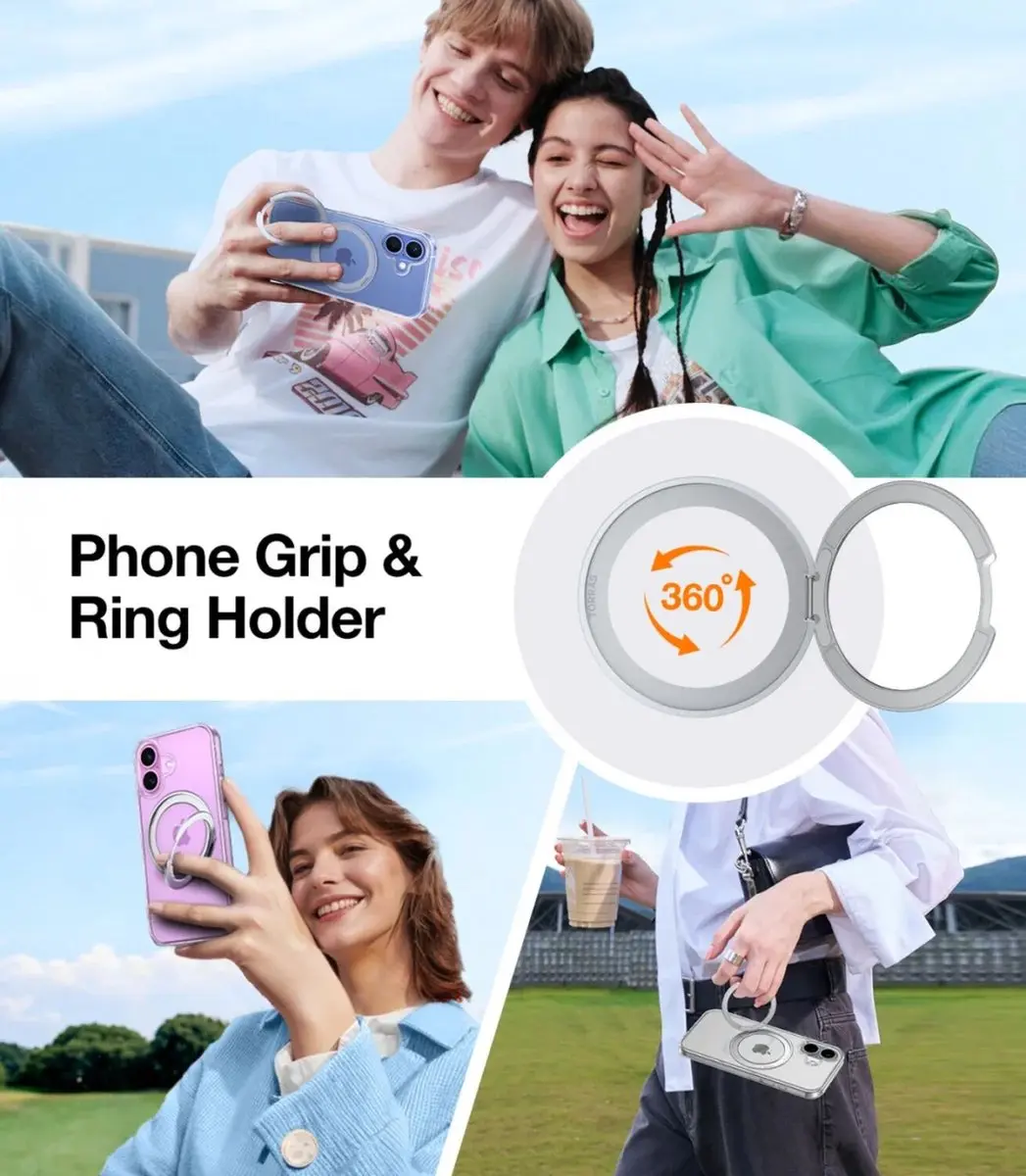 Torras UPro Ostand Pro Hoesje iPhone 16 - Transparant - MagSafe