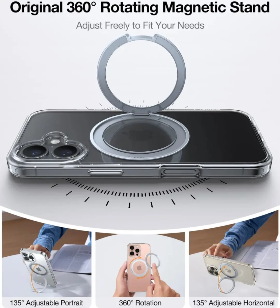 Torras UPro Ostand Pro Hoesje iPhone 16 - Transparant - MagSafe