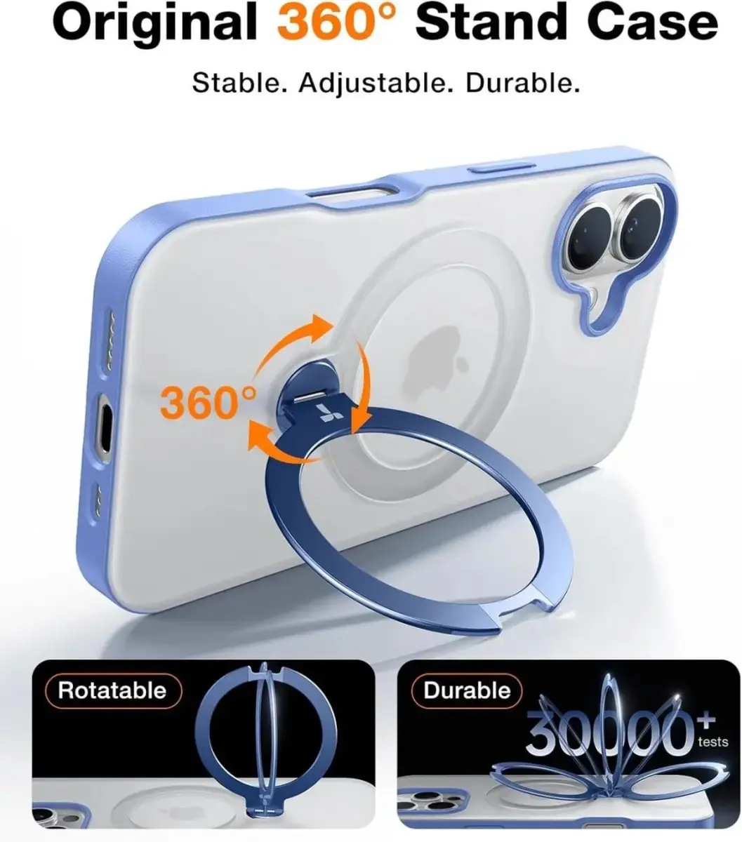 Torras UPro Ostand Spin Hoesje iPhone 16 - Blauw - MagSafe