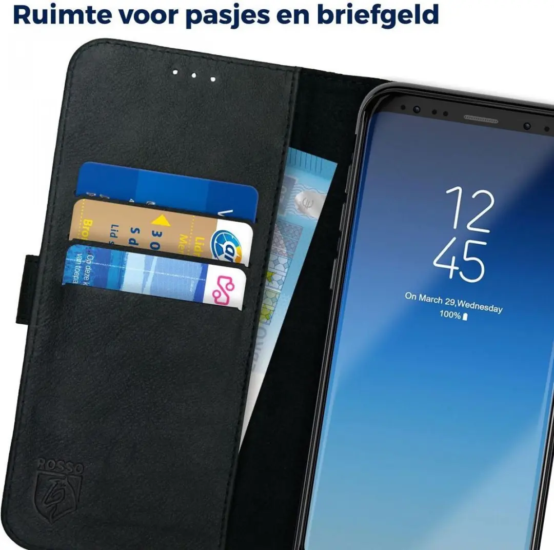 Rosso Deluxe Book Case Samsung Galaxy S8+ - 3 Pasjes - Zwart