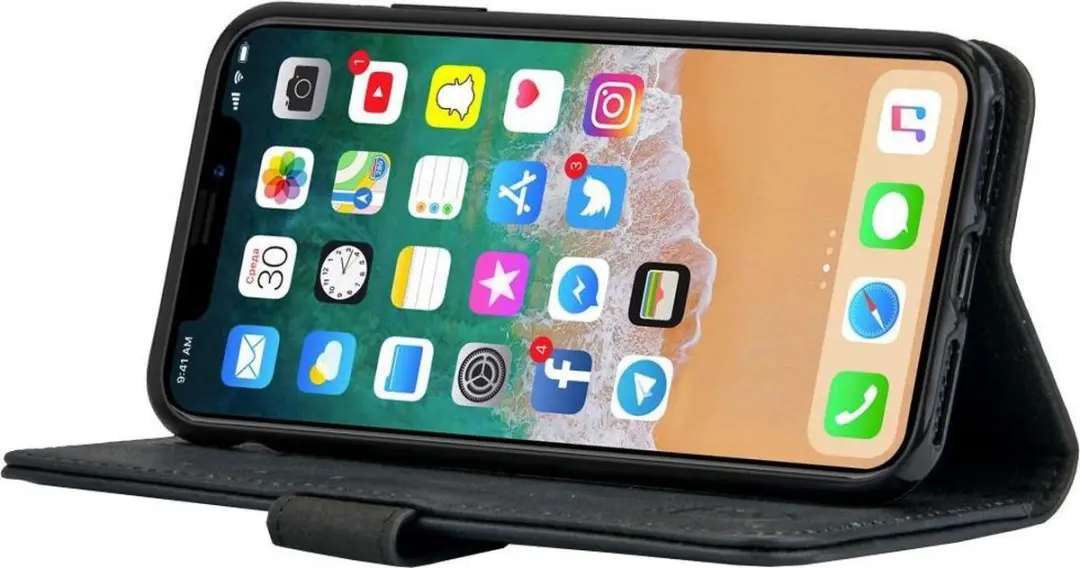 Rosso Deluxe Hoesje iPhone XS - 3 Pasjes - Zwart