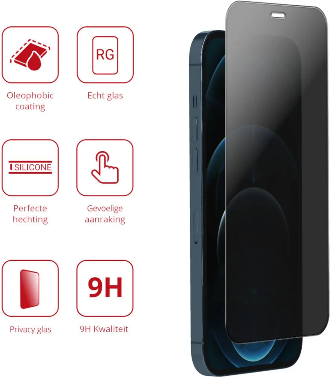 Rosso 9H Privacy Screen Protector iPhone 12 Pro Max - Gehard Glas