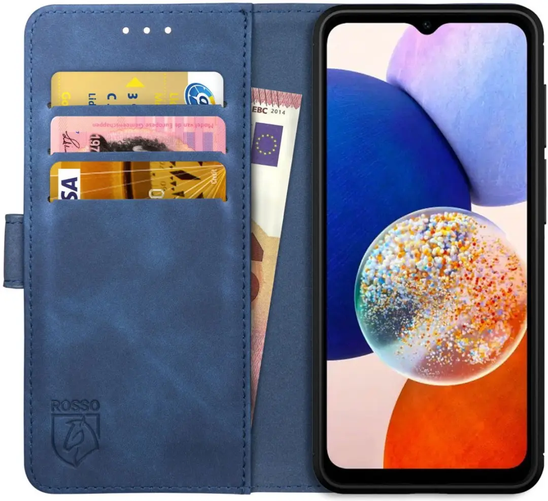 Rosso Element Hoesje Samsung Galaxy A14 - Blauw - 3 Pasjes