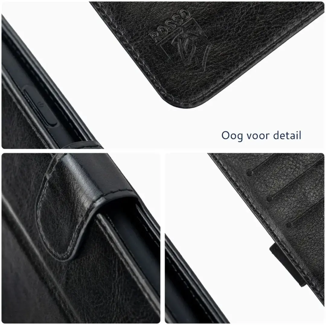 Rosso Element Book Case Wallet iPhone 15 Pro Max - 3 Pasjes - Zwart