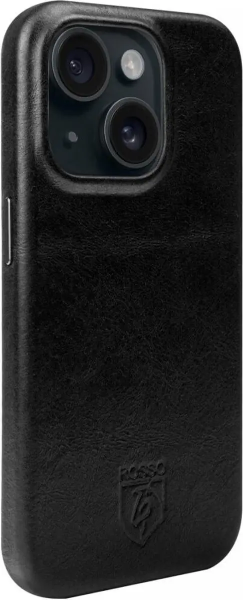 Rosso Elite 185765 Hoesje iPhone 15 - Echt Leer - Zwart