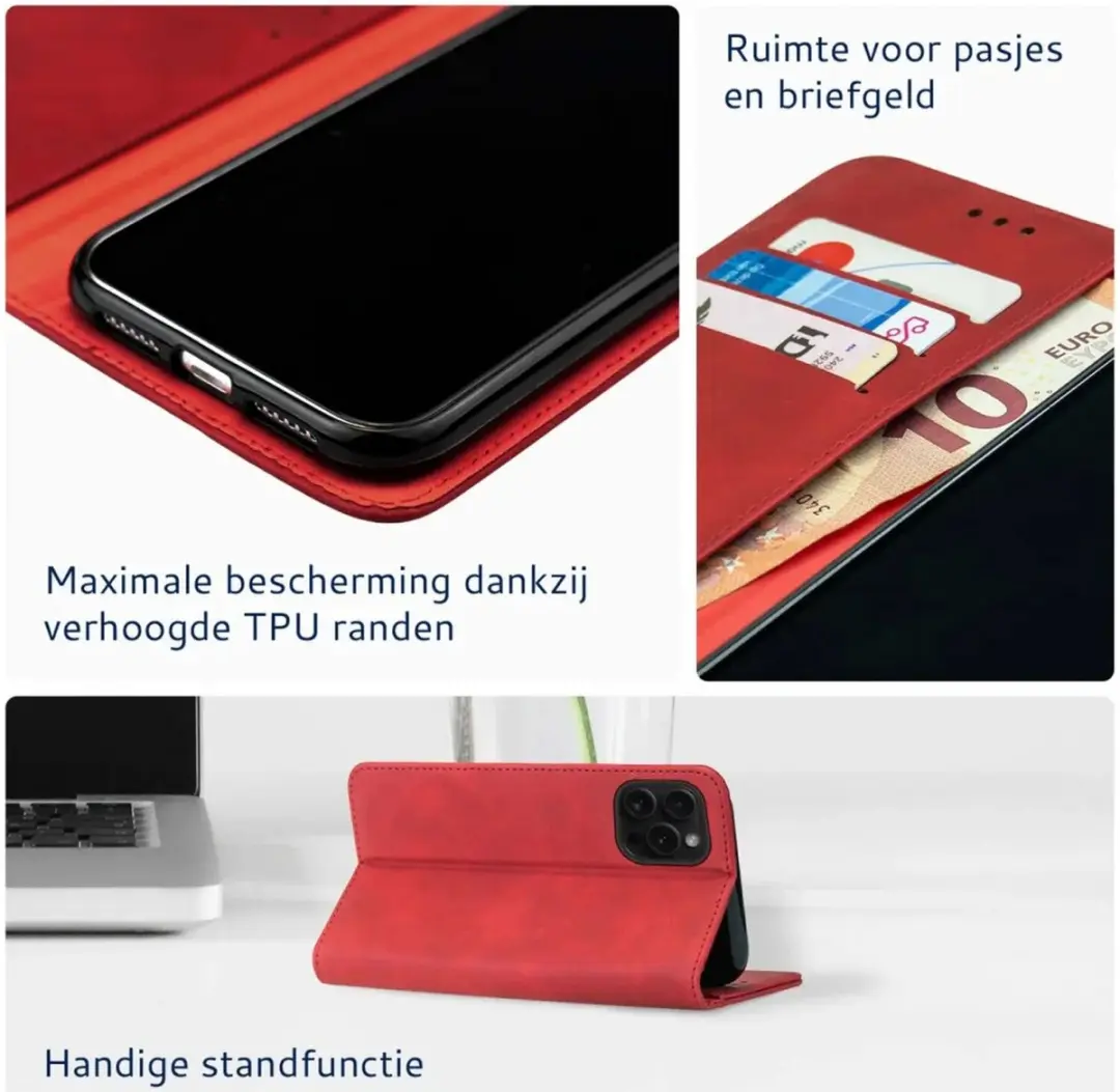 Rosso Element Wallet Book Case 193559 - iPhone 16 Pro Max - Rood