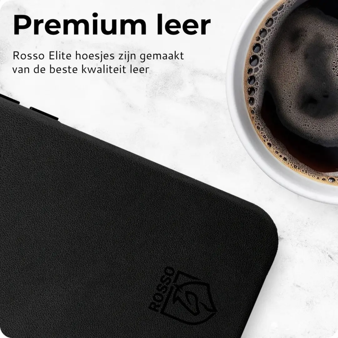 Rosso Elite 193649 Hoesje iPhone 16 Plus - Echt Leer - Zwart