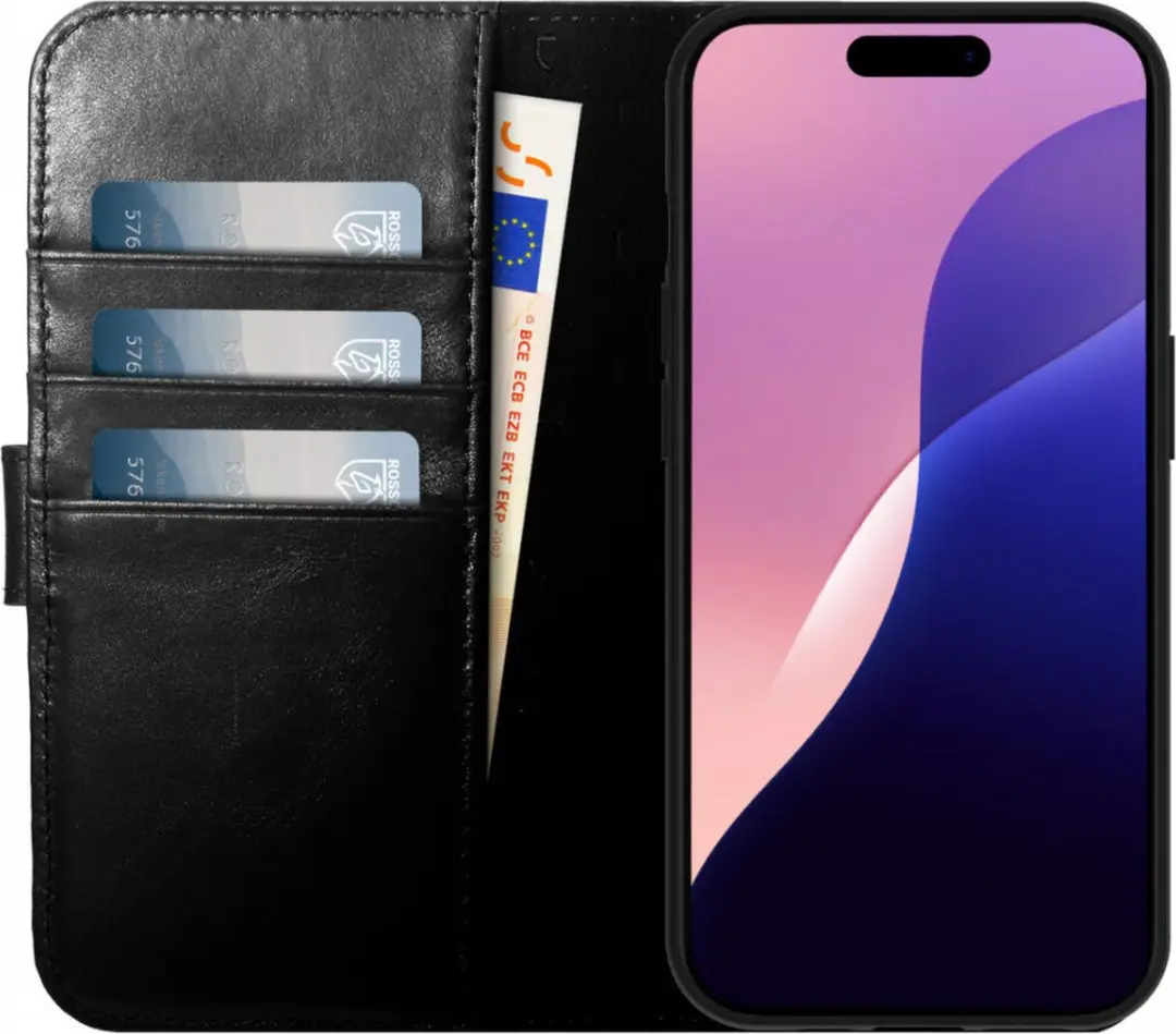Rosso Elite 193604 Hoesje iPhone 16 Pro - Zwart - 3 Pasjes