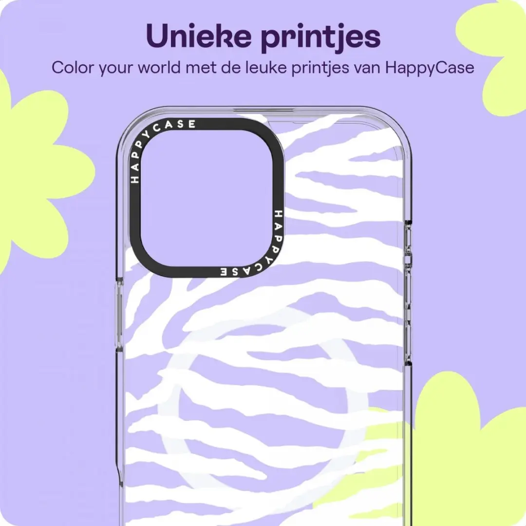 HappyCase Joy Hoesje iPhone 16 Pro Max - MagSafe - Silver Zebra Print