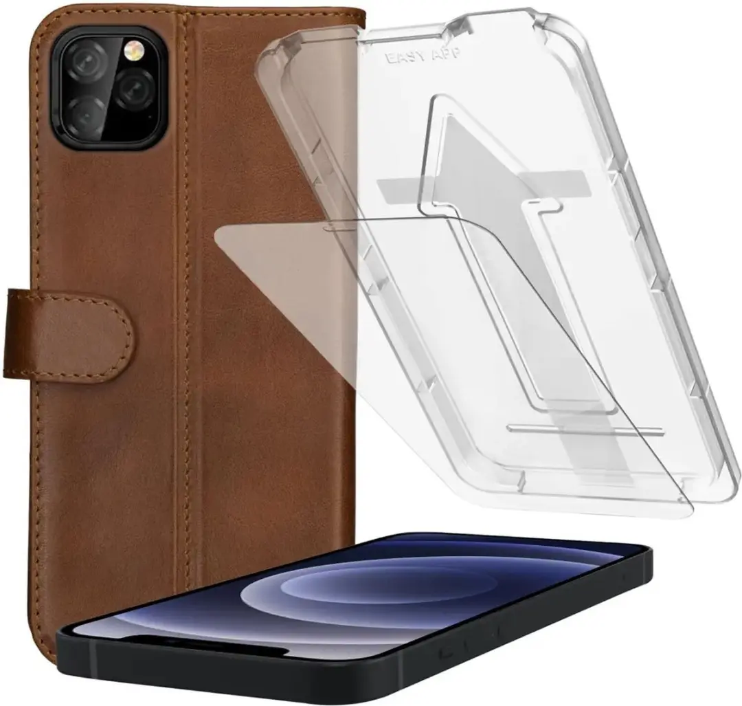 Rosso Deluxe Hoesje + Tempered Glass Geschikt voor Apple iPhone 12 / 12 Pro
