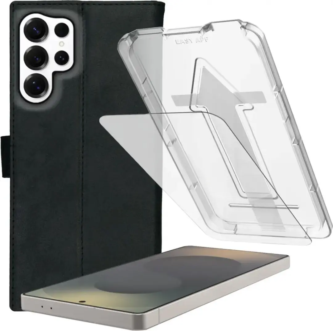 Rosso Deluxe Hoesje + 9H Tempered Glass Geschikt voor Samsung Galaxy S25 Ultra