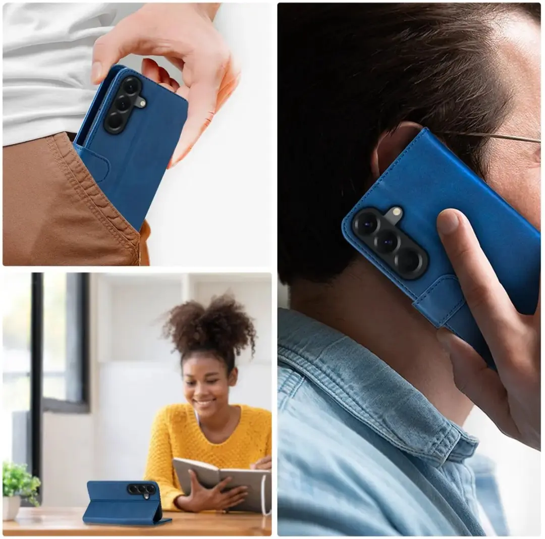 Rosso Element Wallet Book Case Samsung Galaxy A17 - 3 Pasjes - Blauw