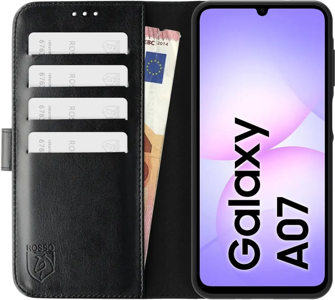 Rosso Element Wallet Book Case 220764 - Samsung Galaxy A07 - 3 Pasjes - Zwart