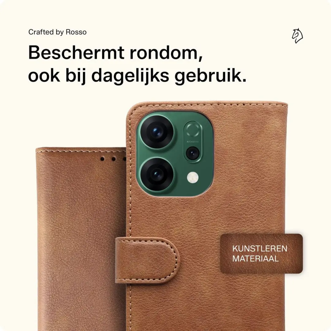 Rosso Element Wallet Book Case Oppo Reno 14 Pro - 3 Pasjes - Bruin