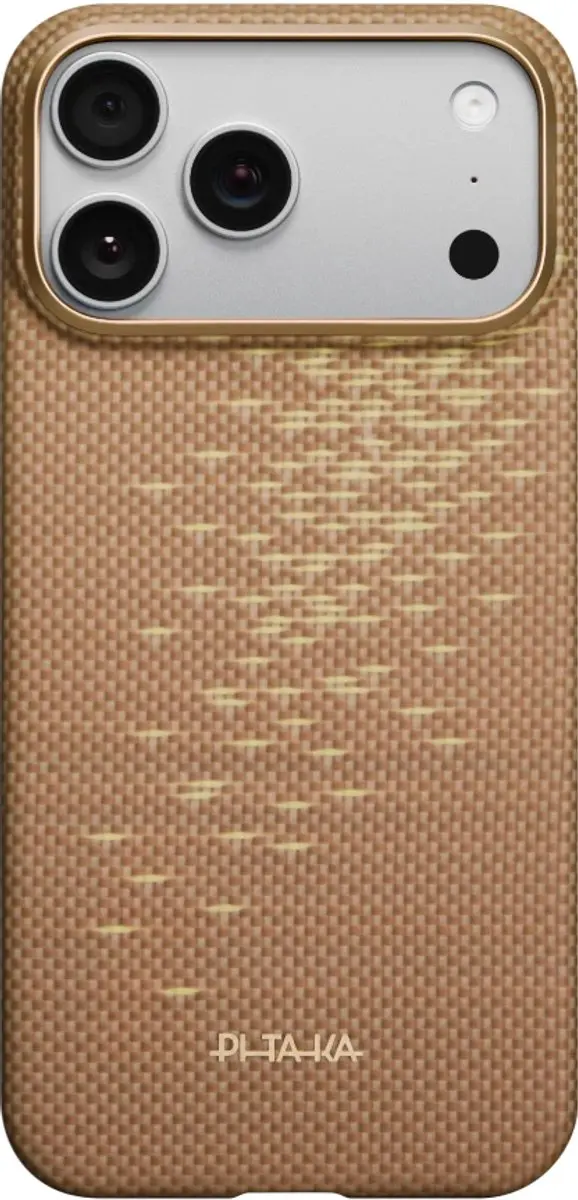 Pitaka Ultra-Slim Hoesje iPhone 17 Pro - 600D Aramidevezel - Golden Glint