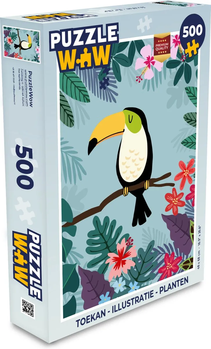 PuzzleWow Toekan Legpuzzel 500 Stuks - Multicolor