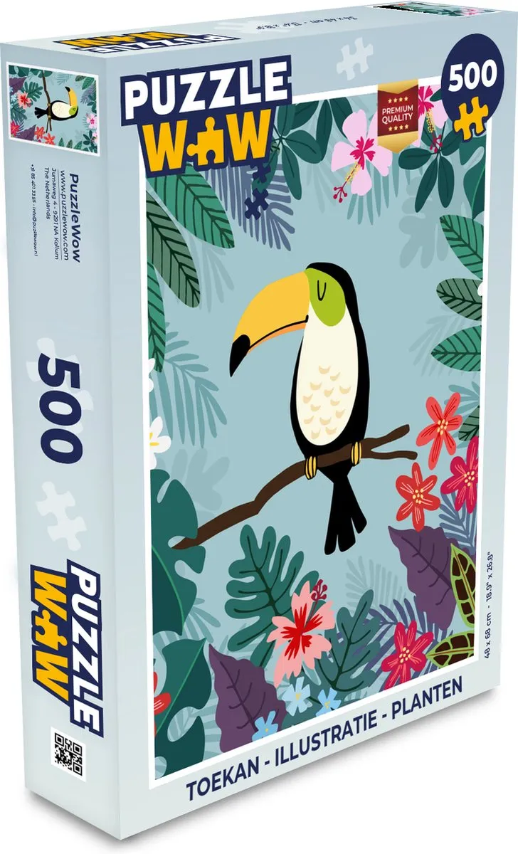 PuzzleWow Toekan Legpuzzel 500 Stuks - Multicolor