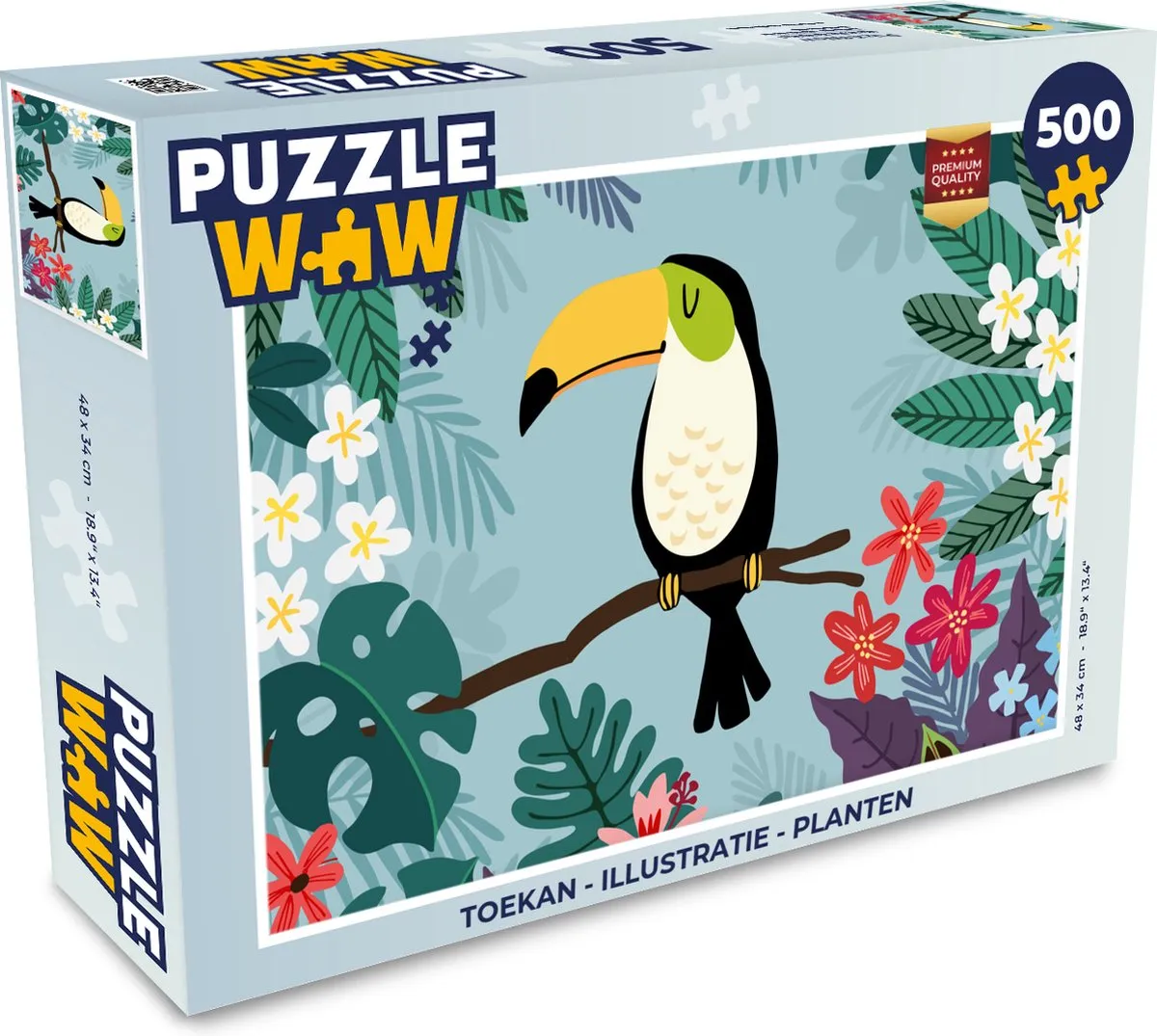 PuzzleWow Toekan Legpuzzel 500 Stuks - Multicolor