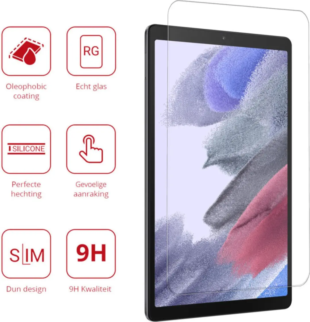 Rosso Tempered Glass 147172 - Samsung Galaxy Tab A7 Lite - 9H - Transparant/Red