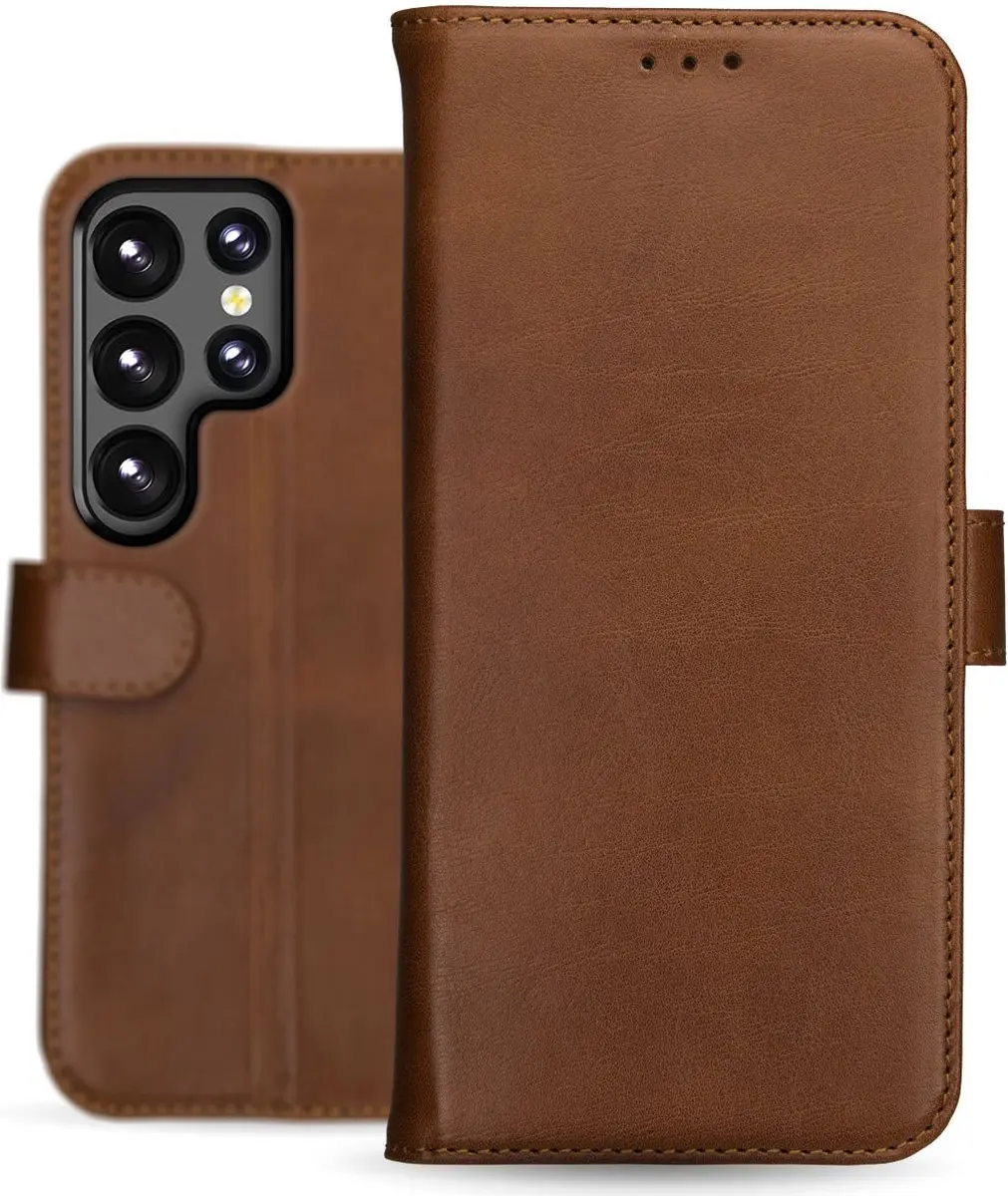 Rosso Deluxe Book Case Samsung Galaxy S23 Ultra - 3 Pasjes - Bruin