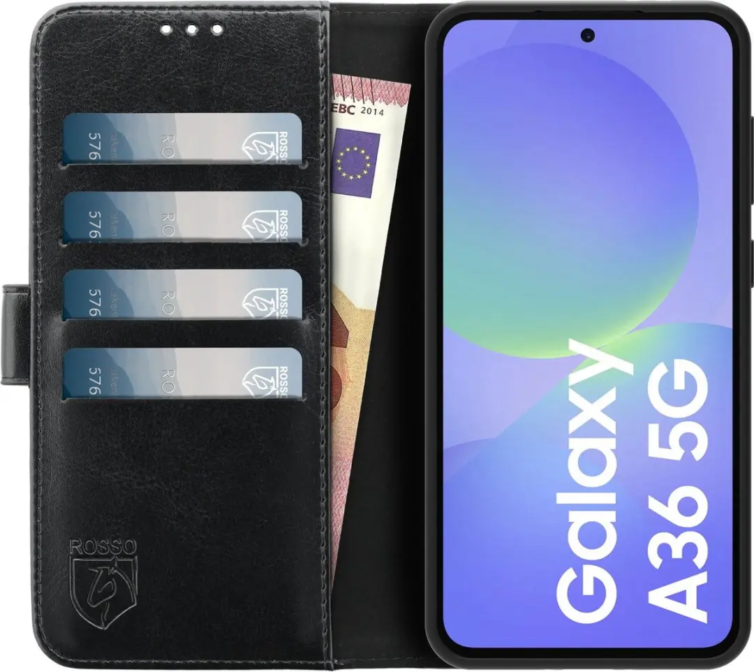 Rosso Element Wallet Book Case 206964 - Samsung Galaxy A36 - 3 Pasjes - Zwart