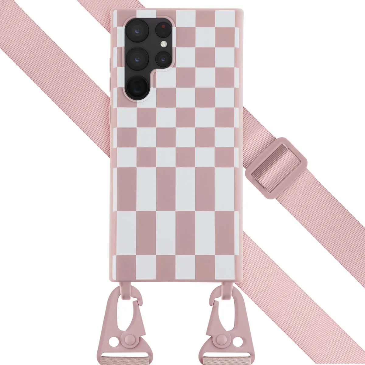 Selencia Hoesje Samsung Galaxy S22 Ultra Irregular Check Sand Pink