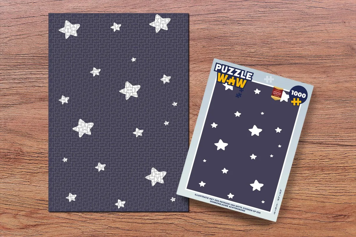 PuzzleWow Legpuzzel 1000 Stuks - Multicolor Sterren op Donkerblauw