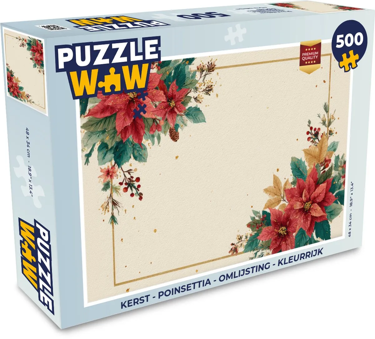 PuzzleWow Kerst Puzzle Poinsettia 1000 Stuks - Kleurrijk