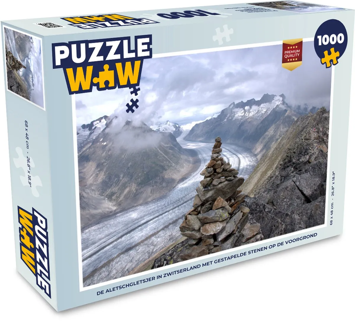 PuzzleWow Legpuzzel De Aletschgletsjer Zwitserland 1000 Stuks - Multicolor