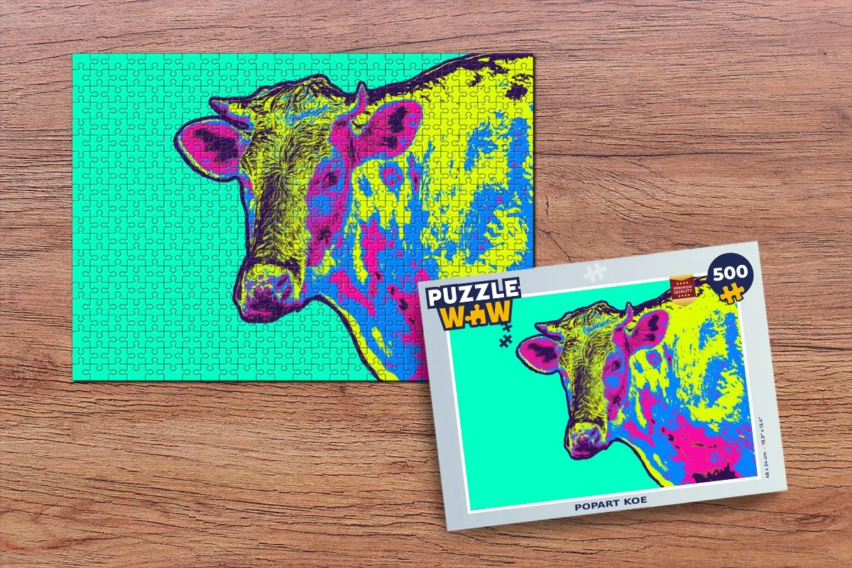 PuzzleWow Puzzel Popart Koe 500 Stuks - Multicolor