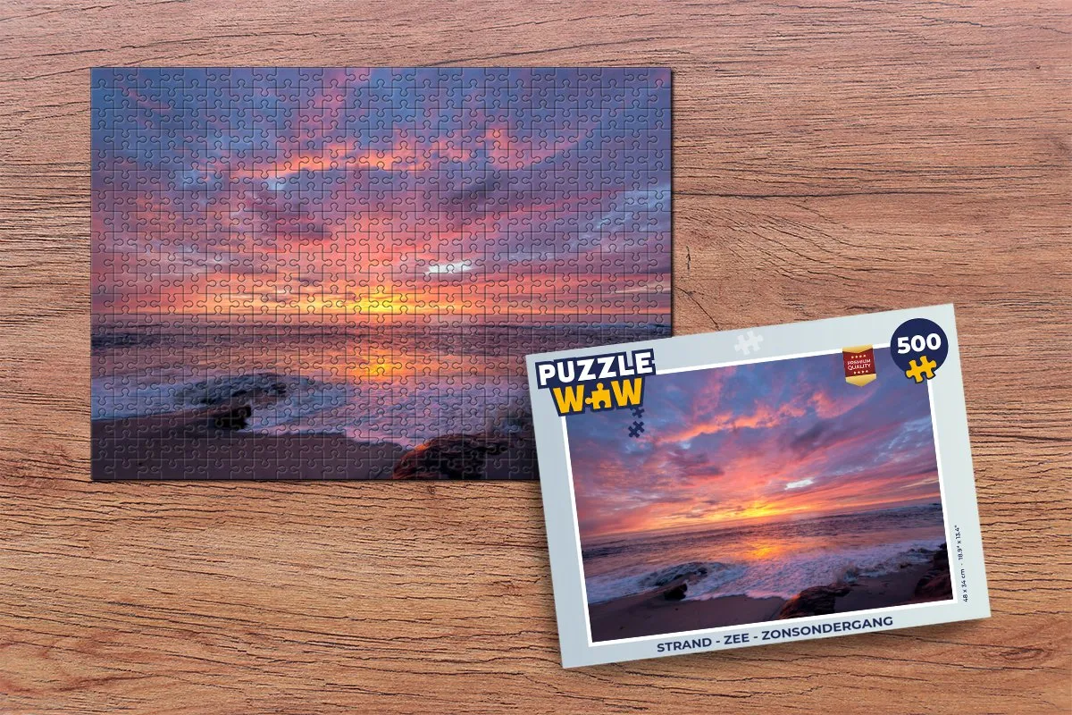 PuzzleWow Legpuzzel Strand Zee Zonsondergang 500 Stuks - Multicolor
