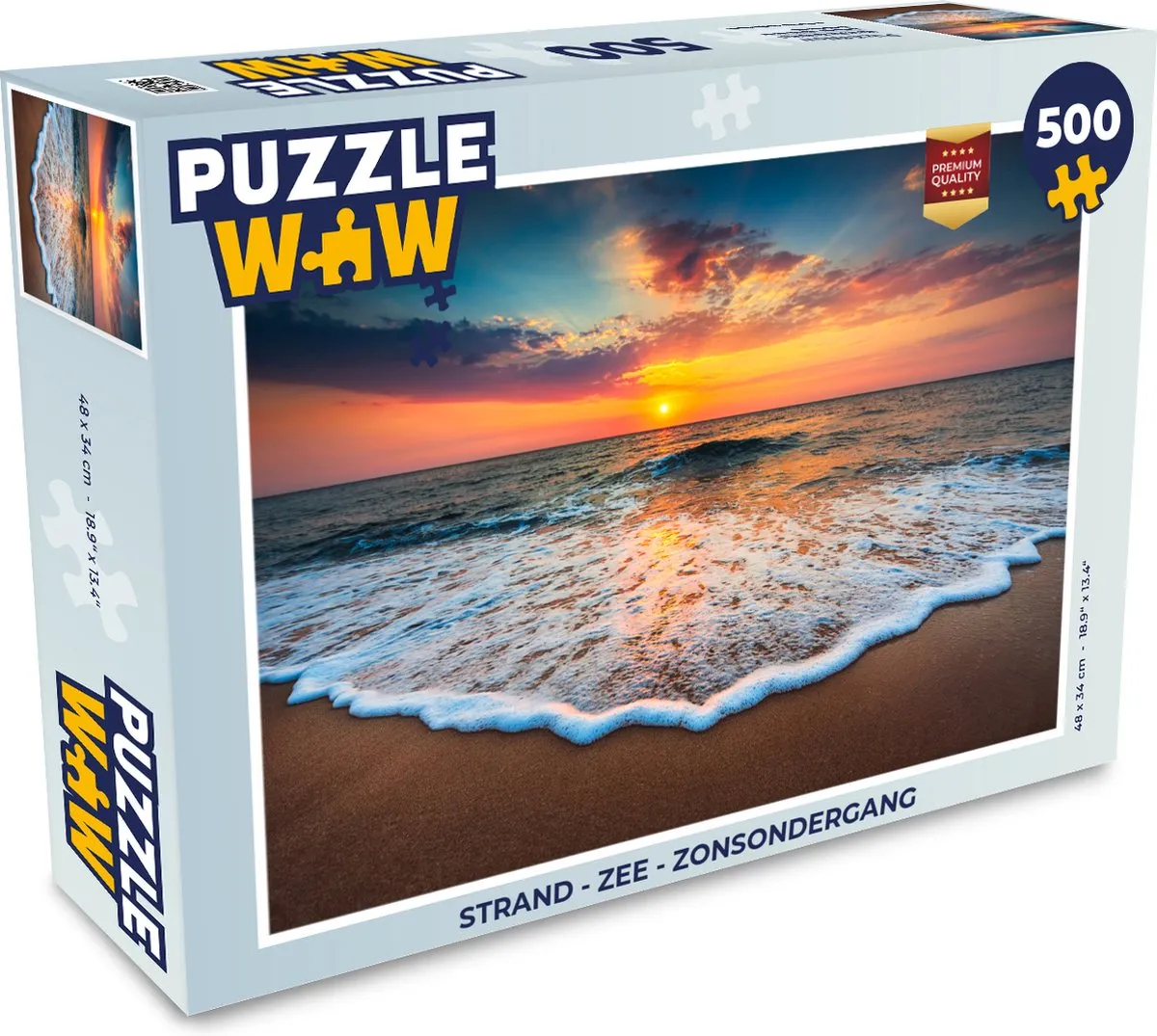 PuzzleWow Legpuzzel Strand Zee Zonsondergang 500 Stuks - Multicolor