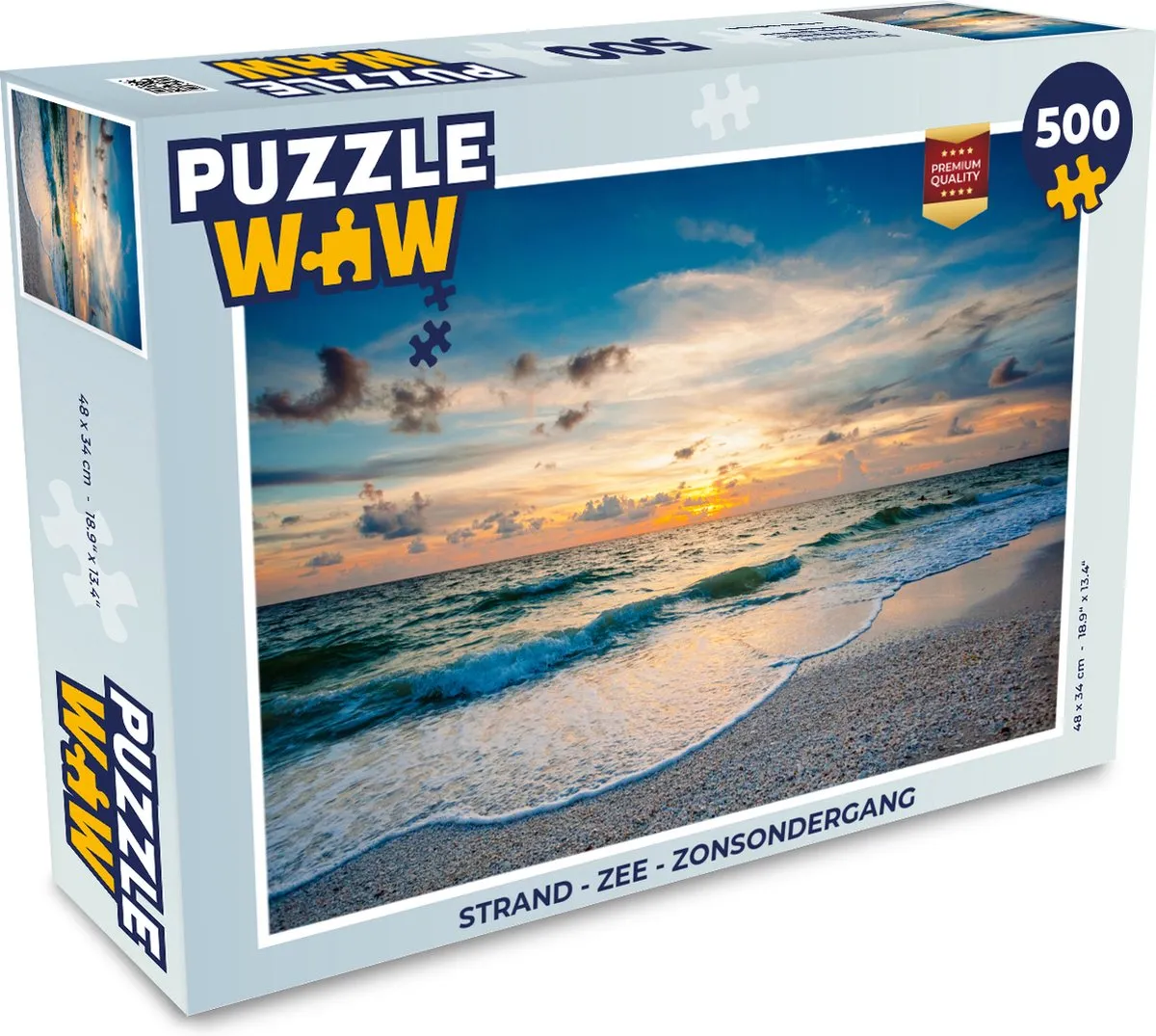 PuzzleWow Legpuzzel Strand Zee Zonsondergang 500 Stuks - Multicolor