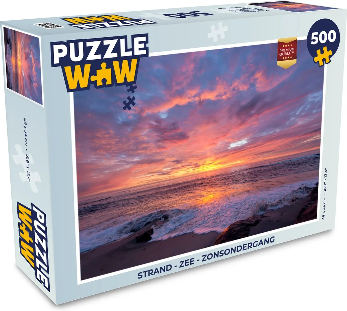PuzzleWow Legpuzzel Strand Zee Zonsondergang 500 Stuks - Multicolor