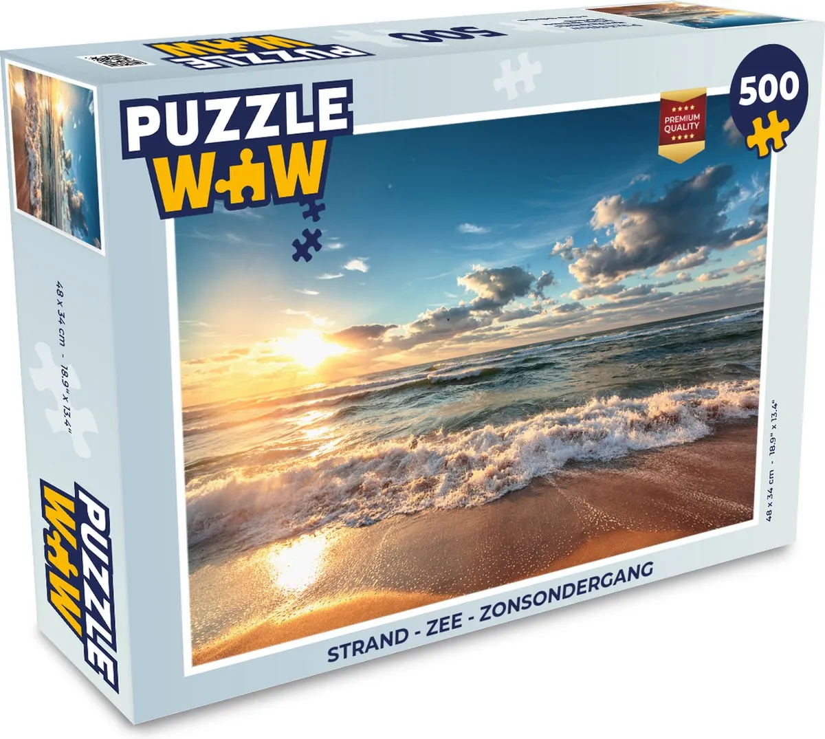 PuzzleWow Legpuzzel Strand Zee Zonsondergang 500 Stuks