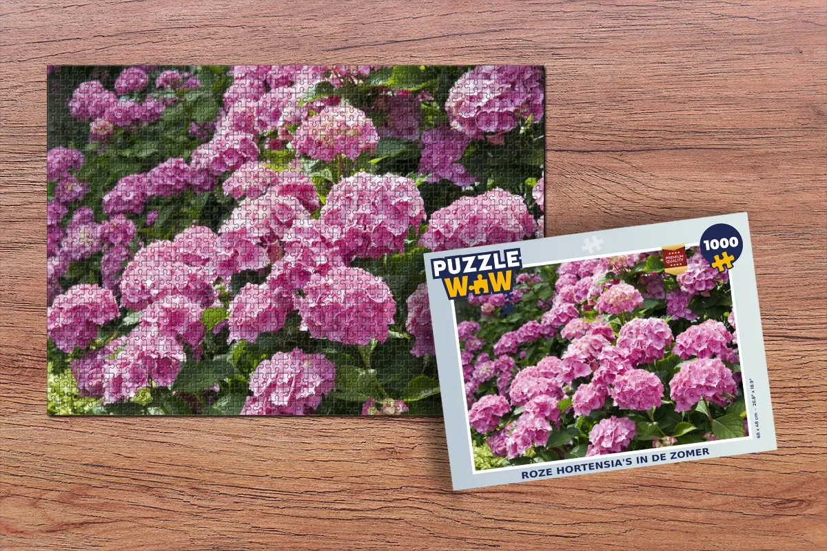 PuzzleWow Hortensia's in de Zomer Legpuzzel 1000 Stuks - Multicolor